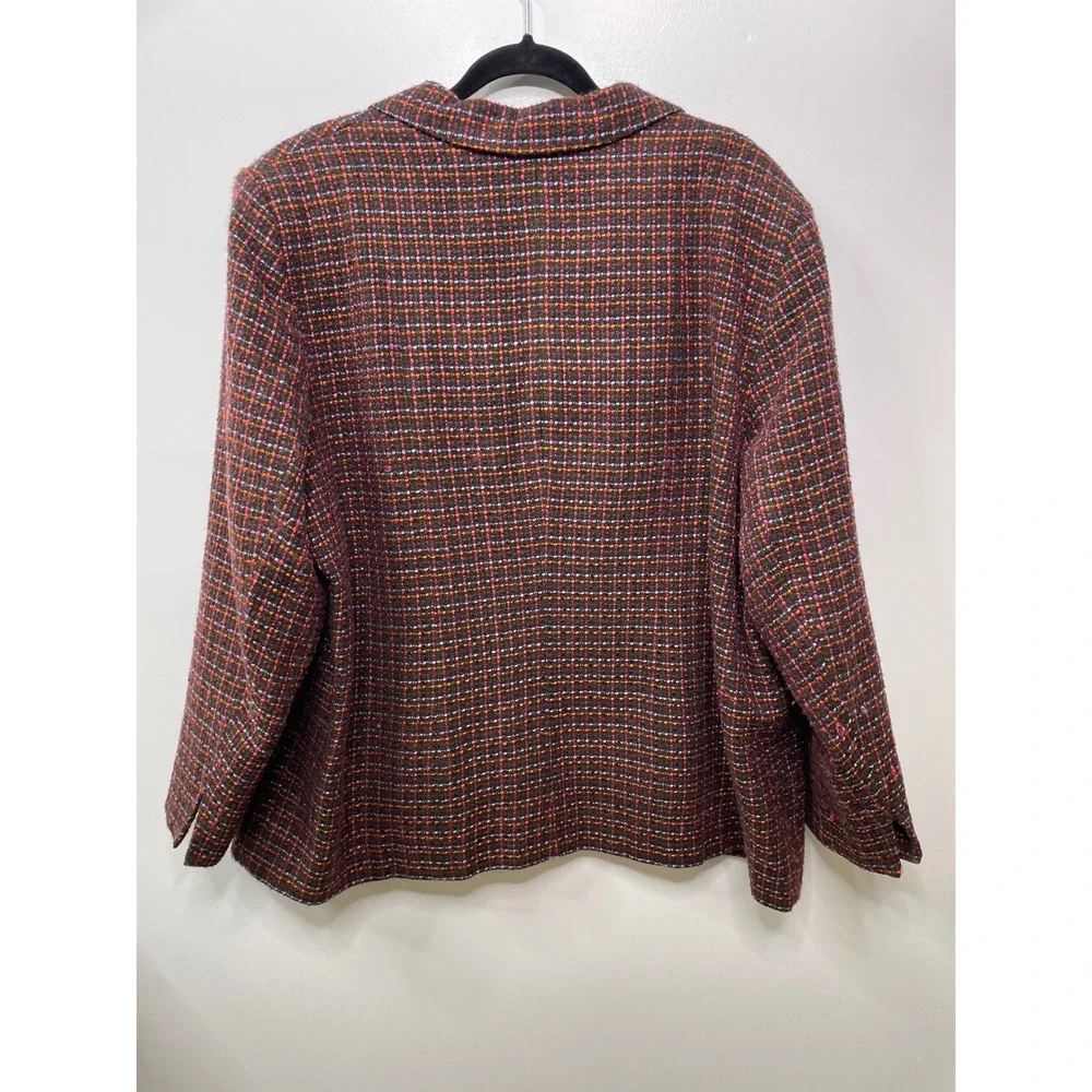 Maggie‎ Barnes Tweed Blazer Plus 24W Multicolor Jacket Zipper Academia Heritage